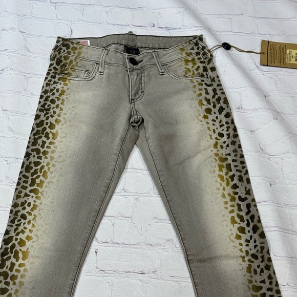 TRUE RELIGION BRAND JEANS “JUDE” Gray Leopard Print Women's Skinny Denims 24 NWT - Picture 15 of 16